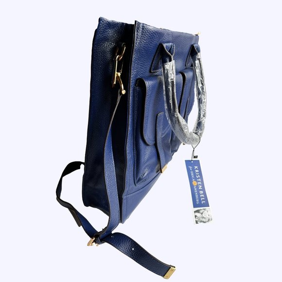 Kristen Bell for Erica Anenberg | Dark Blue Leather Purse w/Long Strap - Picture 7 of 8